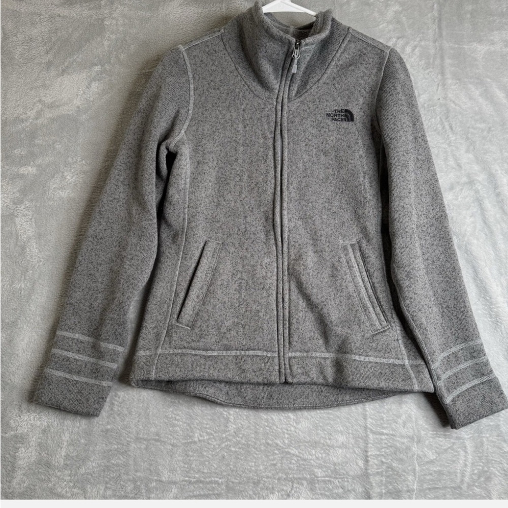 The North Face Jacket Womens M Gray Sweater Fleece Full Zip Hiking Granola Gorp